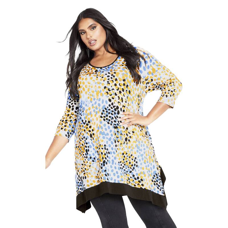 アベニュー レディース トップス ティーシャツ 付け加える大いさ Avenue Women\u0027s Plusize Monroe Pocketunic Gold Spotted ゴールド トップス-レディースファッション-Tシャツ・カットソー