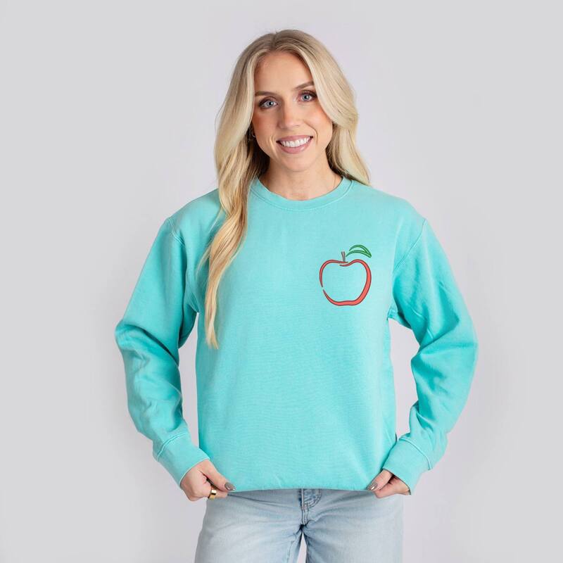 Simply Sage Market レディース トップス プルオーバー 汗水 刺しゅう Simply Sage Market Embroidered Apple - Women\u0027s Lightweight Garment Dyed Sweatshirt Chalky Mint ペパーミント