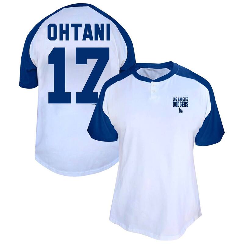 プロファイル レディース トップス プルオーバー 足し加える大きさ Women\u0027s Profile Shohei Ohtani White Los Angeles Dodgers Plusize Name \u0026 Numberaglan Henley T-Shirt Lad White 白いこと