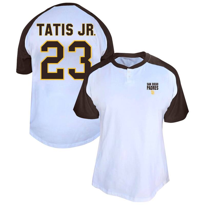 プロファイル レディース トップス プルオーバー 足し加える大きさ Women\u0027s Profile Fernando Tatis Jr. White San Diego Padres Plusize Name \u0026 Numberaglan Henley T-Shirt Pad White 白いこと