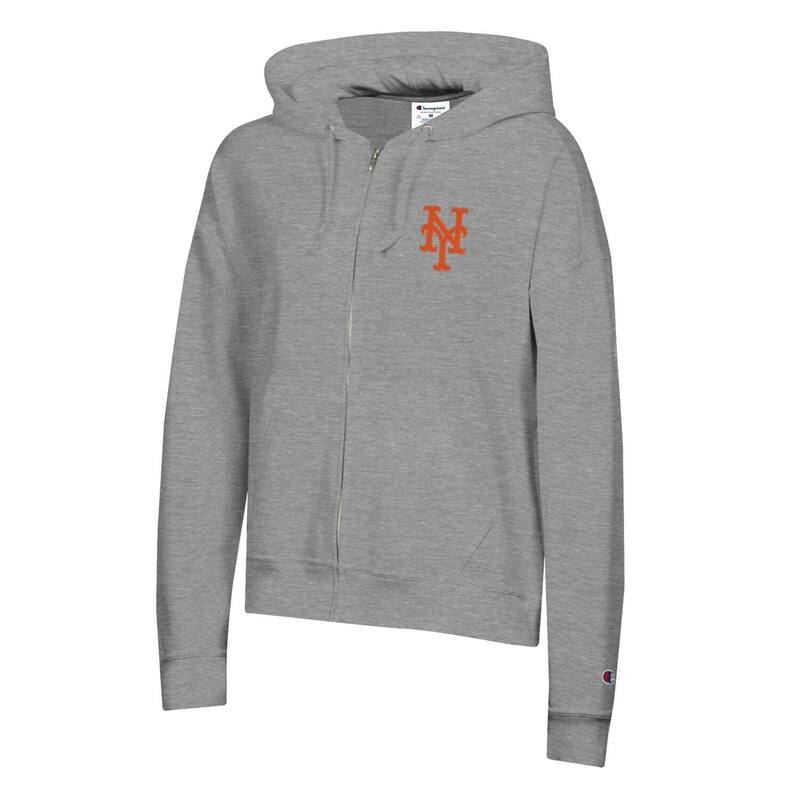 はやりっ子 レディース トップス プルオーバー フリース パーカー Women\u0027s Champion Heather Gray New York Mets Powerblend Fleece Full-Zip Hoodie Met Grey 薄墨色