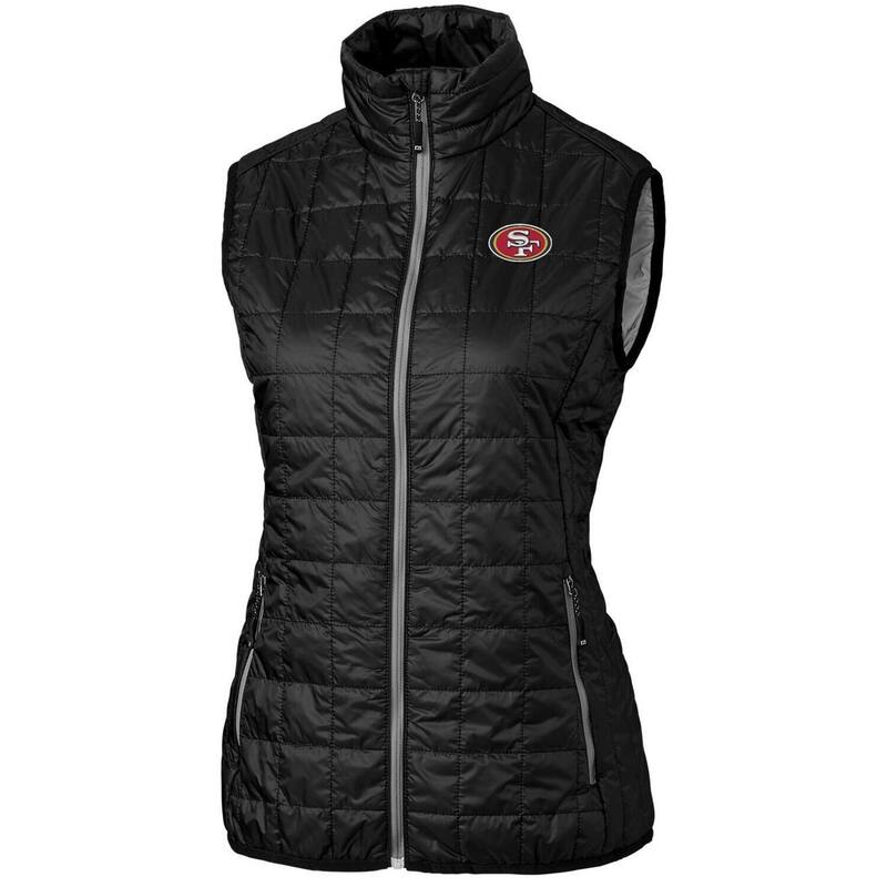 截断機アンドうしろ側 レディース アウター 上衣・上衣 限りない Women\u0027s Cutter \u0026 Buck Black San Francisco 49ers Rainier PrimaLoft Eco Full-Zip Vest 49r Black 黒いこと