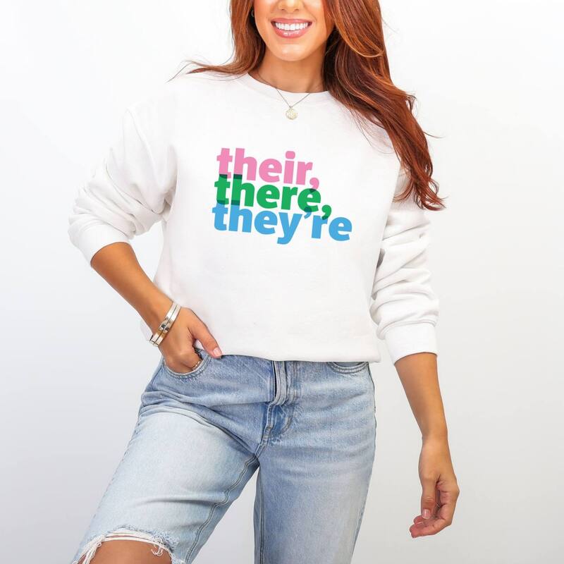 Simply Sage Market レディース トップス ティーシャツ 流汗 グラフィック Simply Sage Marketheir There They\u0027re Colorful - Women\u0027s Graphic Sweatshirt White 白いこと レディースファッション-トップス