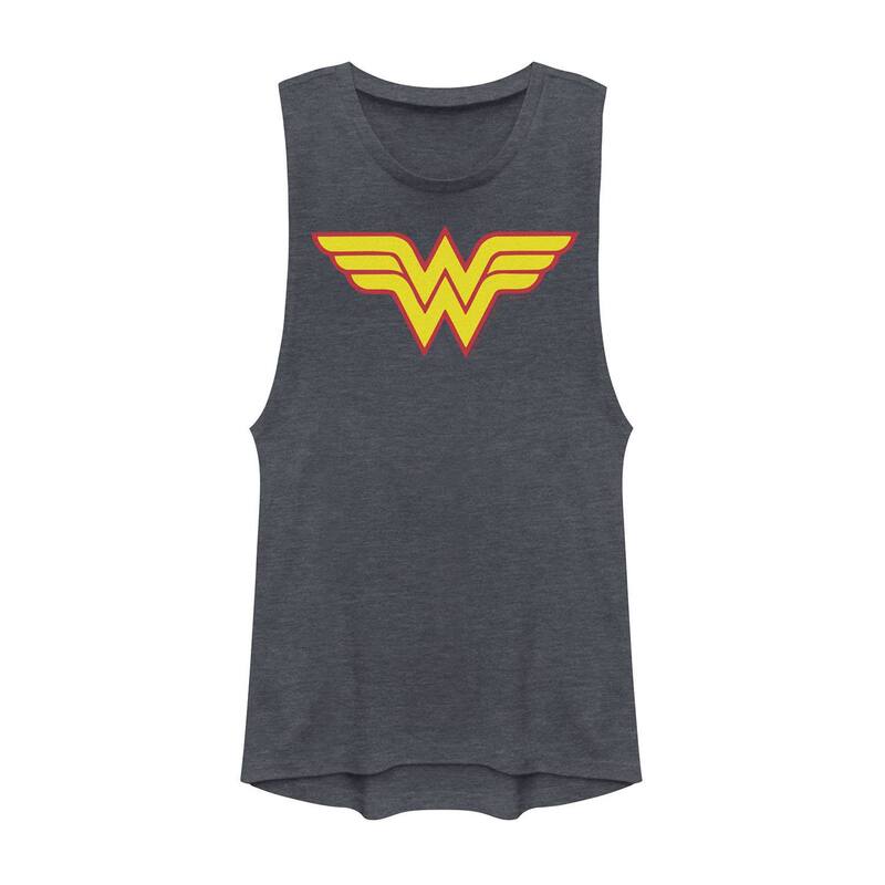 アニメキャラクター レディース トップス Tシャツ Licensed Character Juniors DComics Wonder Woman Classic Symbol Muscle Tank Top Denim Heather ヘザー