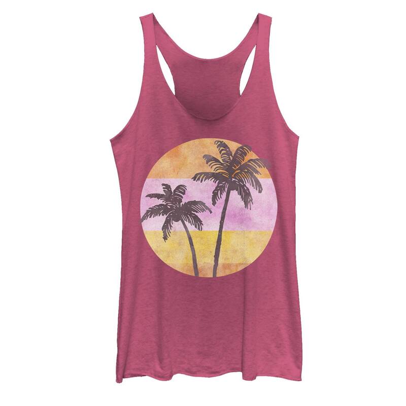 アンブランデッド レディース トップス Tシャツ Unbranded Juniors Palm Treestriped Colorful Background Tank Topink Heather ヘザー