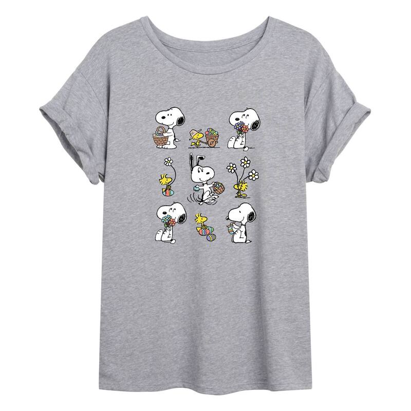 アニメキャラクター レディース トップス Tシャツ Licensed Character Juniors Peanutsnoopy Spring Oversized Tee Grey グレー