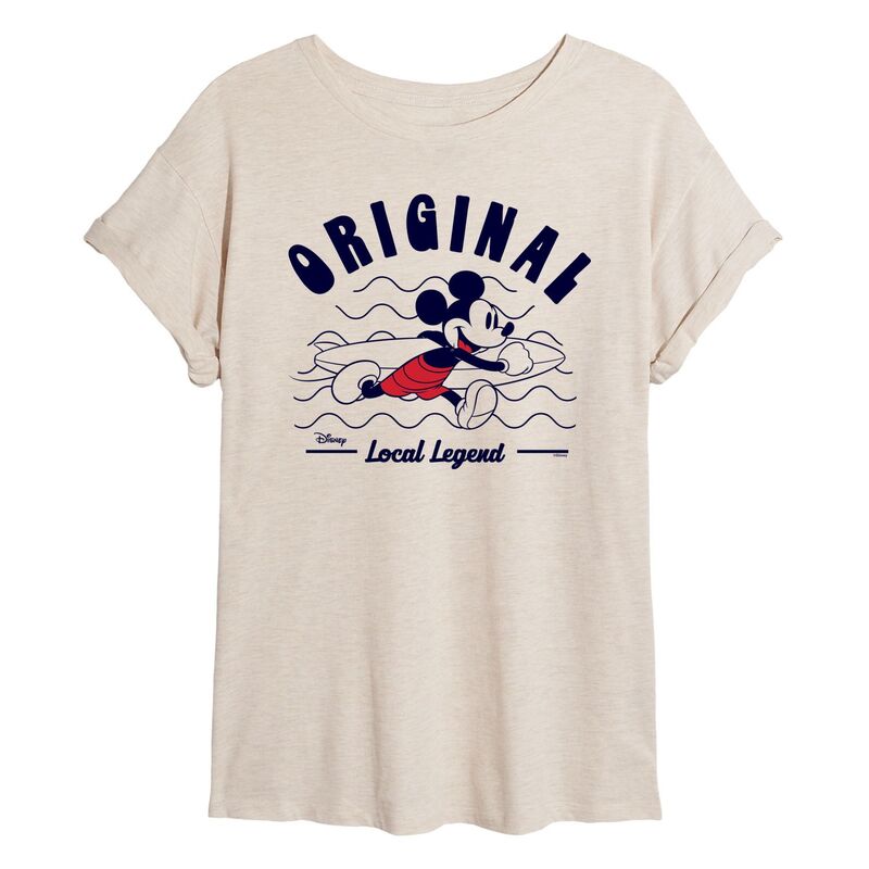 ディズニー レディース トップス Tシャツ Disney Mickey Mouse Juniors Originalocalegend Oversized Tee Beige ベージュ
