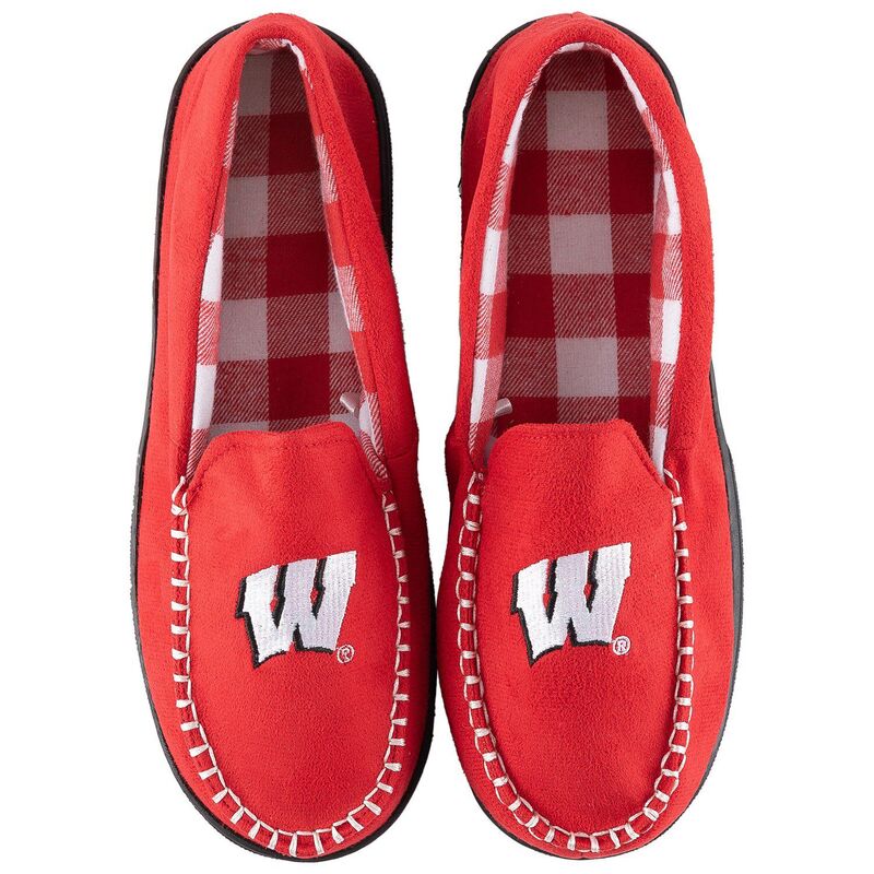 アンブランデッド メンズ シューズ サンダル Unbranded Men's ZooZatz Wisconsin Badgers Flannel Moccasin Slippers Wis Red レッド