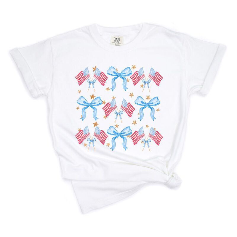 Simply Sage Market レディース トップス ティーシャツ Simply Sage Market Coquette Patriotichart Garment Dyed Tees White 白いこと トップス-Tシャツ・カットソー-レディースファッション