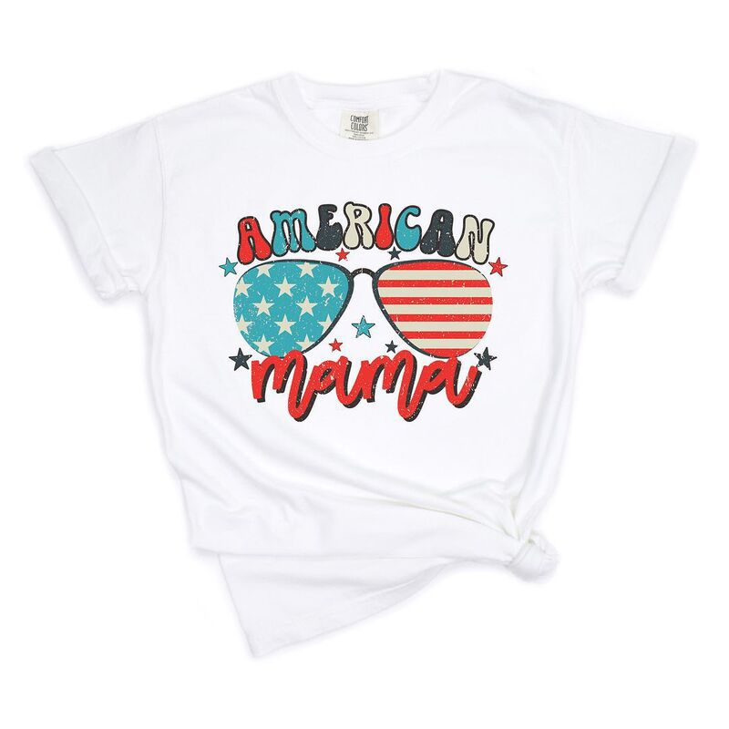 Simply Sage Market レディース トップス ティーシャツ Simply Sage Market American Mama Sunglasses Garment Dyed Tees White 白いこと Tシャツ・カットソー-トップス