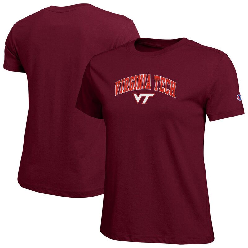 チャンピオン レディース トップス Tシャツ ロゴ Women's Champion Maroon Virginia Techokies Arched Over Logo T-Shirt Vat Red レッド|ReVida 店