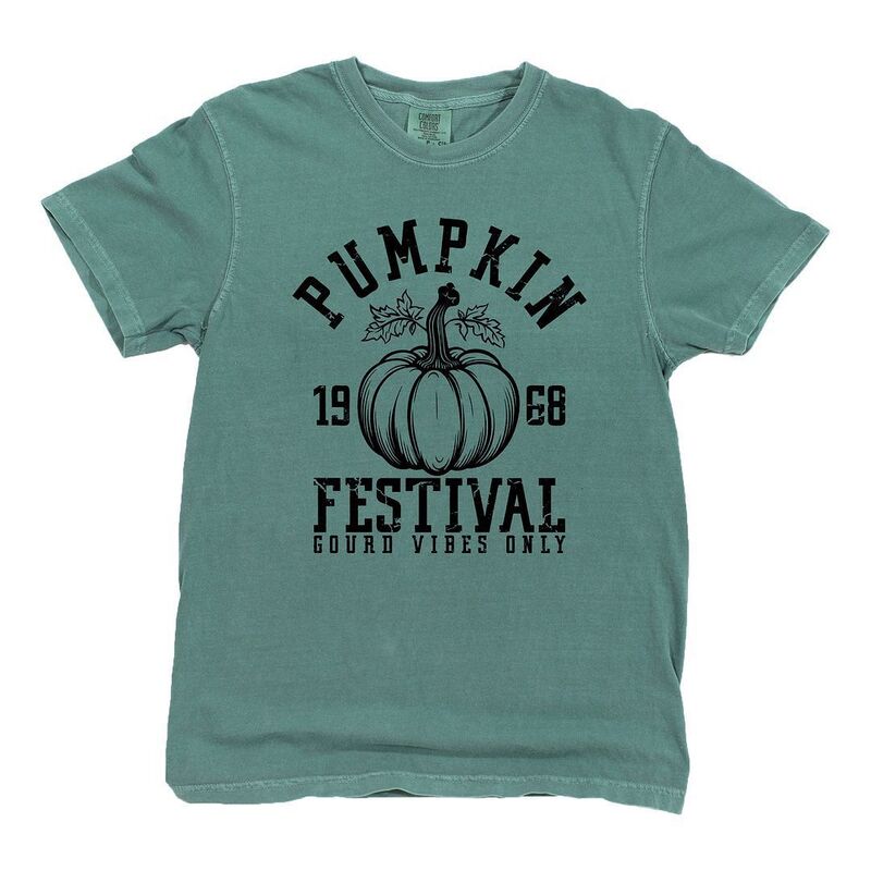 Simply Sage Market レディース トップス ティーシャツ Simply Sage Market Pumpkin Festival Garment Dyed Tees Light Green 緑であること レディースファッション-Tシャツ・カットソー