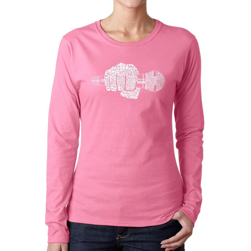 エルエーポップアート レディース トップス Tシャツ LA Pop Art 90 Rappers - Women Word Art Long Sleeve T-Shirt Pink ピンク