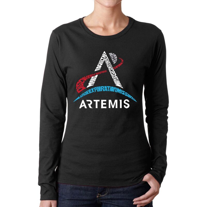 エルエーポップアート レディース トップス Tシャツ ロゴ LA Pop Art NASArtemis Logo - Women Word Art Long Sleeve T-Shirt Black ブラック