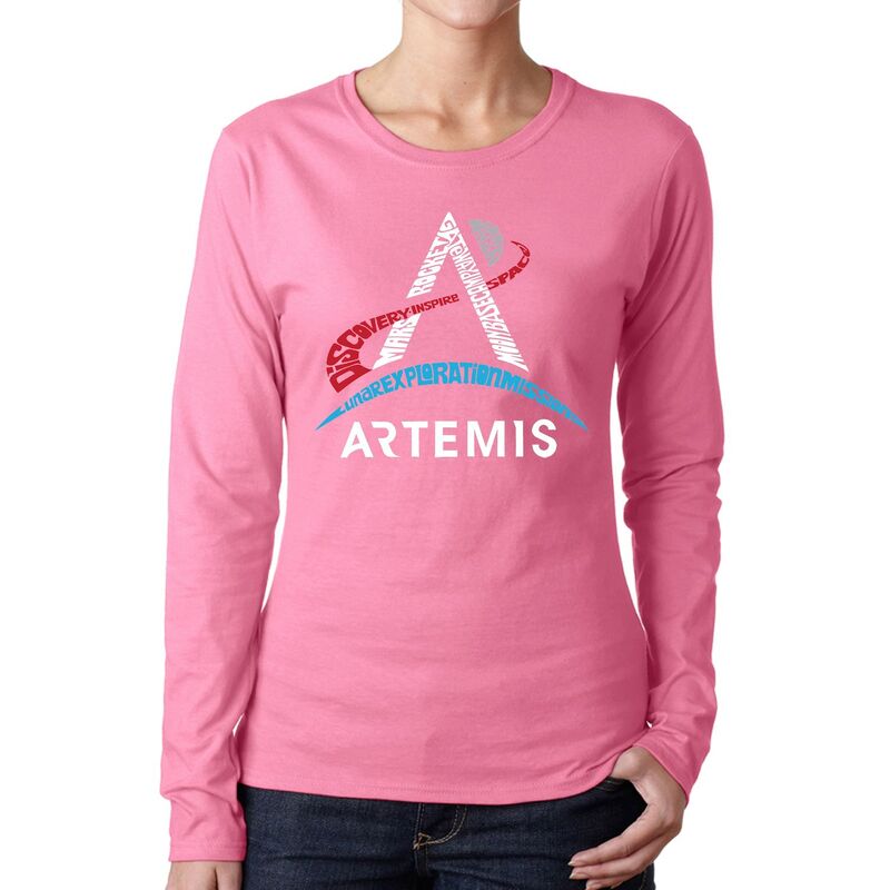 エルエーポップアート レディース トップス Tシャツ ロゴ LA Pop Art NASArtemis Logo - Women Word Art Long Sleeve T-Shirt Pink ピンク