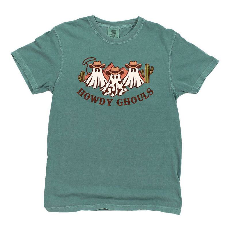 Simply Sage Market レディース トップス ティーシャツ Simply Sage Market Howdy Ghouls Trio Garment Dyed Tees Light Green 緑であること トップス-レディースファッション