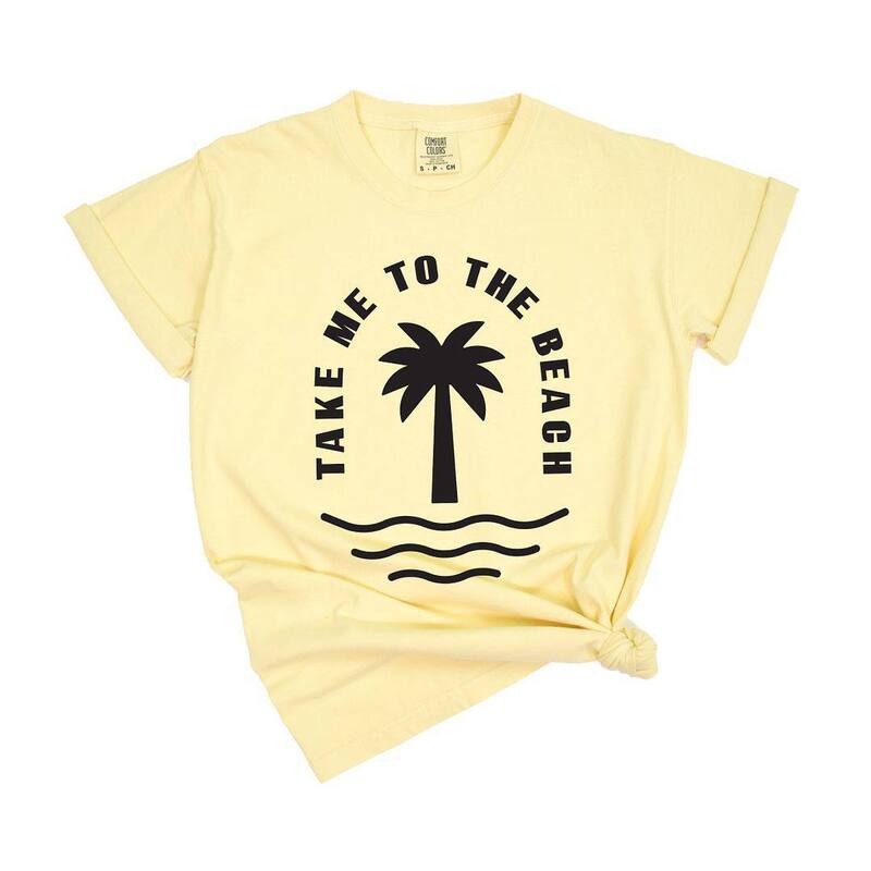 Simply Sage Market レディース トップス ティーシャツ Simply Sage Marketake Me To The Beach Palm Tree Garment Dyed Tees Butter Tシャツ・カットソー-トップス-レディースファッション
