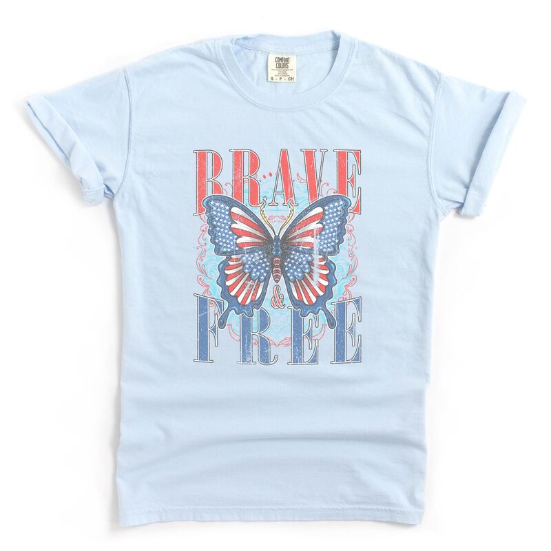 Simply Sage Market レディース トップス ティーシャツ Simply Sage Market Brave Butterfly Garment Dyed Tee Chambray レディースファッション-Tシャツ・カットソー-トップス