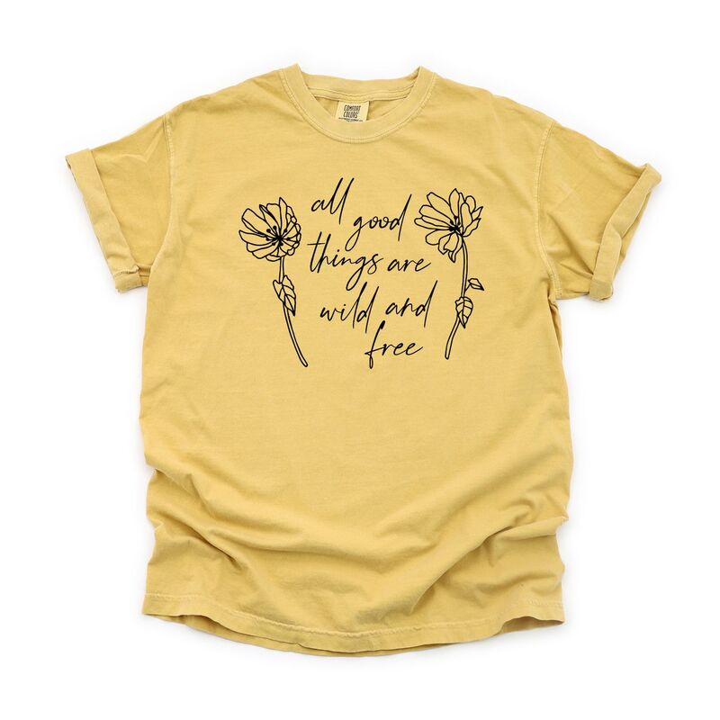 Simply Sage Market レディース トップス ティーシャツ Simply Sage Market Wild and Free Flowers Garment Dyed Tee Mustard 洋芥子 レディースファッション-Tシャツ・カットソー-トップス