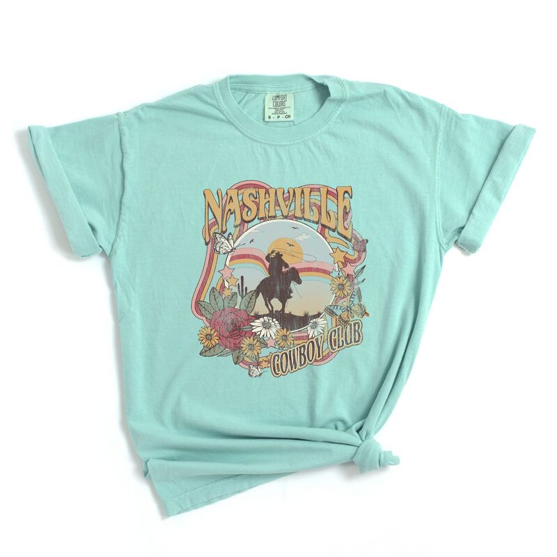 Simply Sage Market レディース トップス ティーシャツ Simply Sage Market Nashville Cowboy Club Garment Dyed Tees Chalky Mint ペパーミント トップス-Tシャツ・カットソー