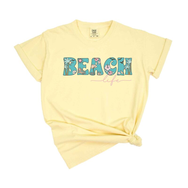 Simply Sage Market レディース トップス ティーシャツ Simply Sage Market Beach Life Colorful Garment Dyed Tee Butter レディースファッション-トップス-Tシャツ・カットソー