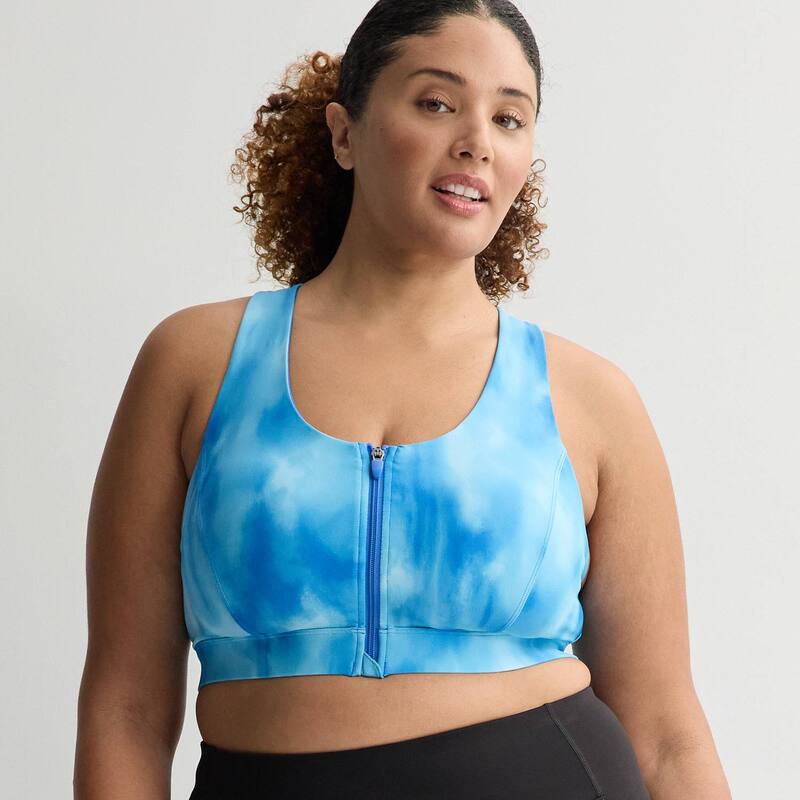 Tek Gear レディース アンダー御召しもの ブラ つけ加える大きさ Plusize Tek Gear Ultrastretch Medium Support Zip Front Sports Bra Blue Wash 青み