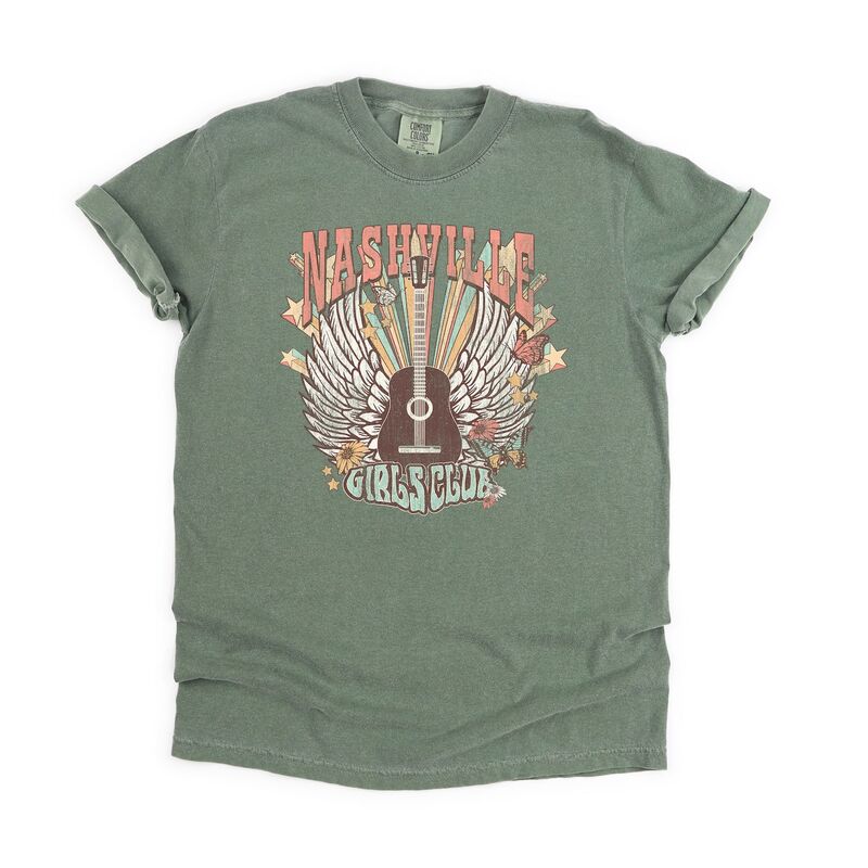 Simply Sage Market レディース トップス ティーシャツ Simply Sage Market Nashville Girls Club Garment Dyed Tees Moss レディースファッション-トップス
