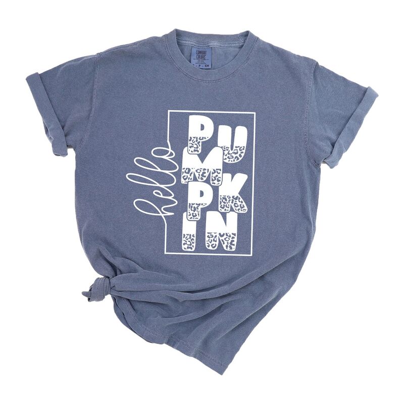 Simply Sage Market レディース トップス ティーシャツ Simply Sage Market Hello Pumpkin Square Garment Dyed Tees Blue Jean 青色 Tシャツ・カットソー-トップス-レディースファッション