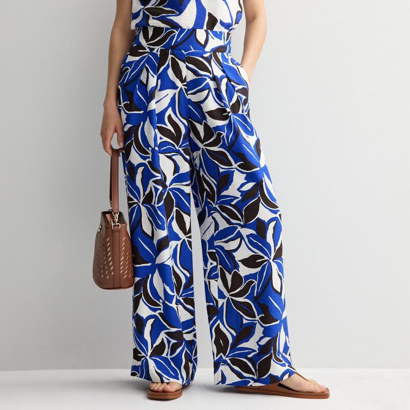 ナインウェスト レディース ボトムス カジュアルパンツ ワイドレッグ プチ Petite Nine West Soft Pull-On Wide Leg Pants Blue Gina Tropical ブルー｜ReVida 店