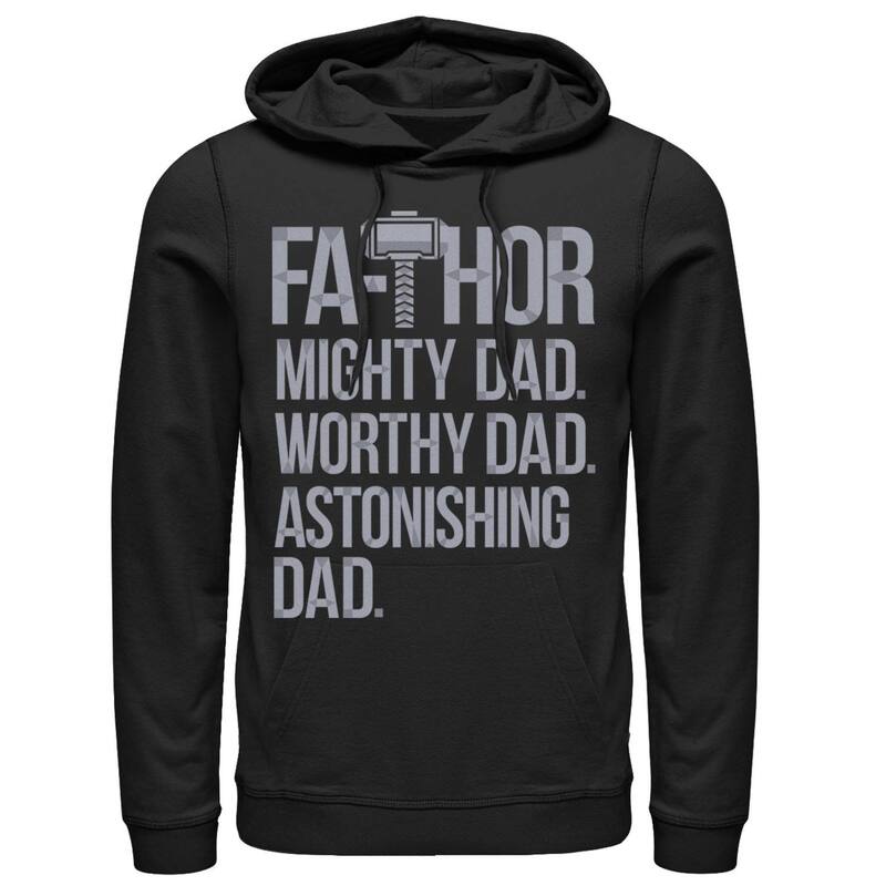 アニメ文字記号 レディース トップス プルオーバー パーカー Licensed Character Men\u0027s Marvel Fa-Thor Mighty Worthy Astonishing Dad Father\u0027s Day Hoodie Black 黒いこと