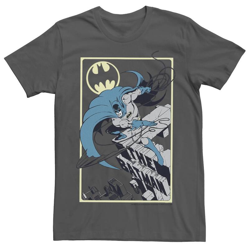 アニメキャラクター レディース トップス Tシャツ Licensed Character Men DComics Batman City Leap Tee Charcoal チャコール