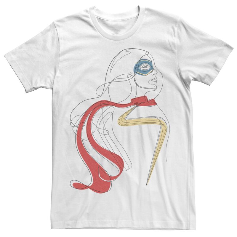 アニメキャラクター レディース トップス Tシャツ Licensed Character Men Marvel Ms. Marve Line Sketch Tee White ホワイト