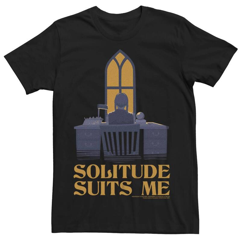 アニメキャラクター レディース トップス Tシャツ Licensed Character Men Wednesday Solitude Suits Me Tee Black ブラック
