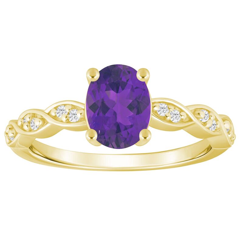 Alyson Layne レディース アクセサリー リング Alyson Layne 10k Gold Oval Shape 1/6 Carat.W. Lab-Grown Diamond Ring Amethyst ゴールド｜ReVida 店