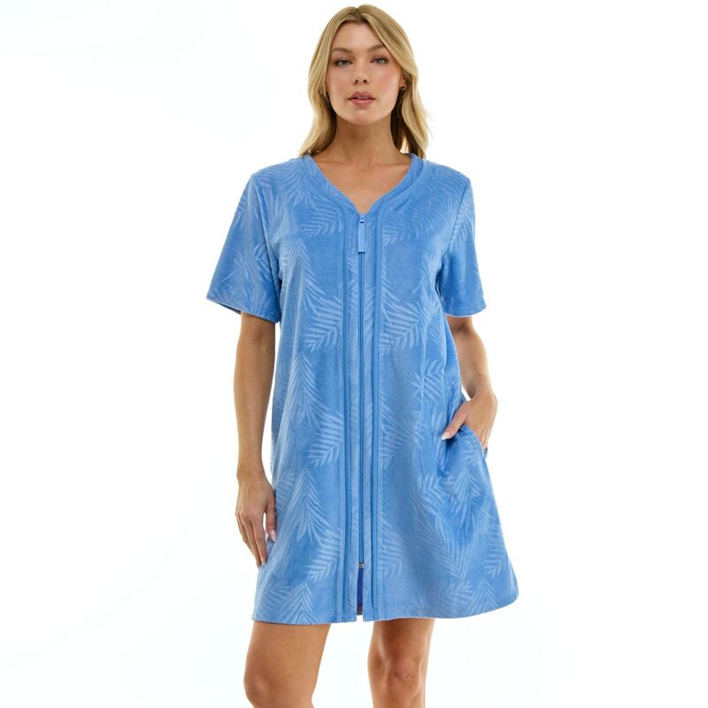 クロフト＆バロー レディース アンダーウェア ナイトウェア パイル Women's Croft & Barrow Embossed Terry Zip Robe Gill Palms Peri｜ReVida 店
