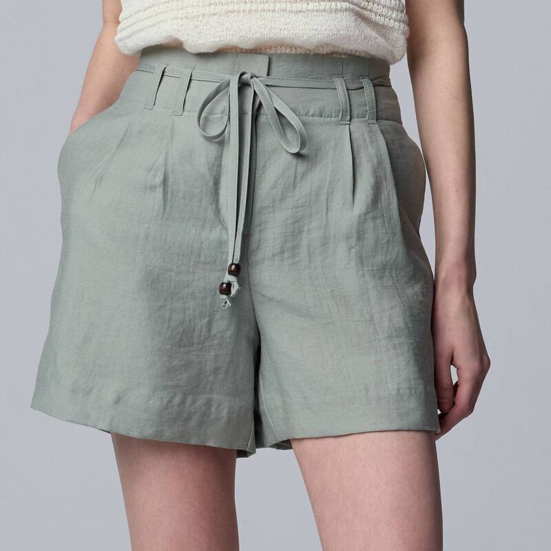 ヴェラウォン レディース ボトムス ハーフパンツ・ショーツ プリーツ ショートパンツ Women'simply Vera Wang Tie Belt Pleated Shorts Emira Green グリーン|ReVida 店