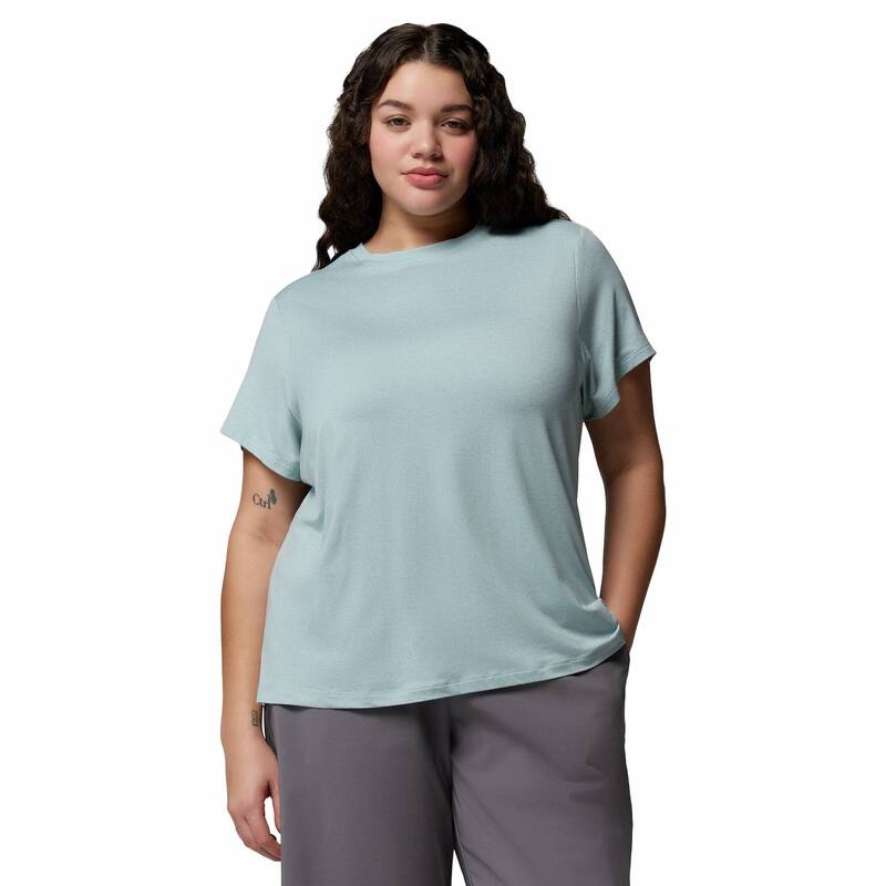 コロンビア レディース トップス プルオーバー 足し加える大きさ ロゴタイプ Plusize Columbia Parsons Point Short Sleeve Logo Tee Marine Light Heather ギョリュウモドキ