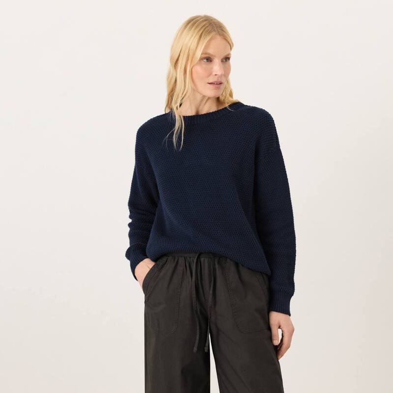 パクト レディース アウター 編み物・ティーシャツ 綿織物 Pact Organicotton Shoreline Pullover Sweater Navy 米国海軍