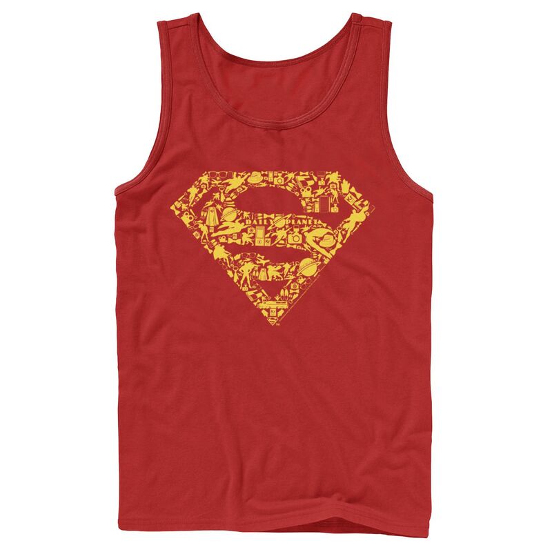アニメキャラクター レディース トップス Tシャツ ロゴ Licensed Character Men DComicsuperman Gadgets Chest Logo Tank Top Red レッド