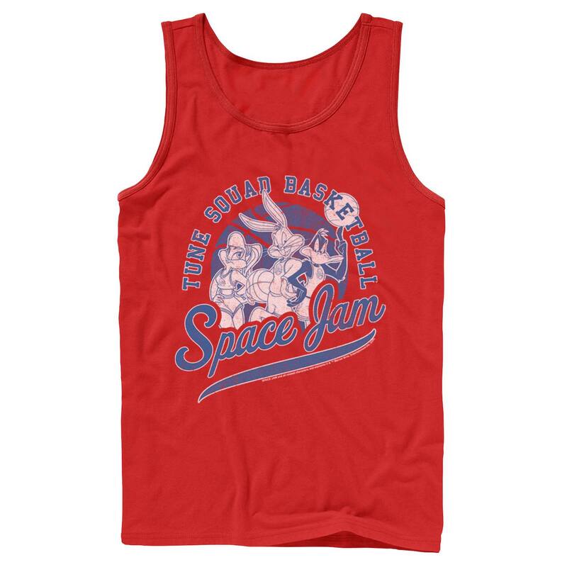 アニメキャラクター レディース トップス Tシャツ Licensed Character Men Looney Tunespace Jam Tune Squad Basketball Portraitank Top Red レッド