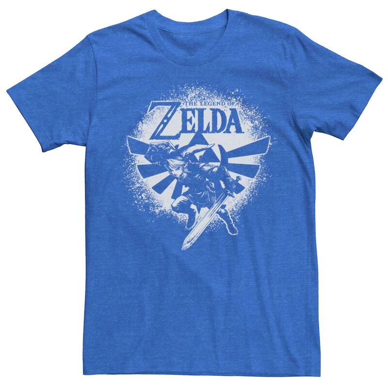 アニメキャラクター レディース トップス Tシャツ Licensed Character Men Nintendo Zelda Link Wingcrest Spray Paintee Royal