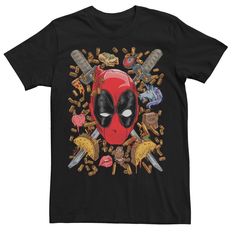 マーベル レディース トップス Tシャツ Men Marvel Deadpool Crossed Swords Favorite Things Tee Black ブラック