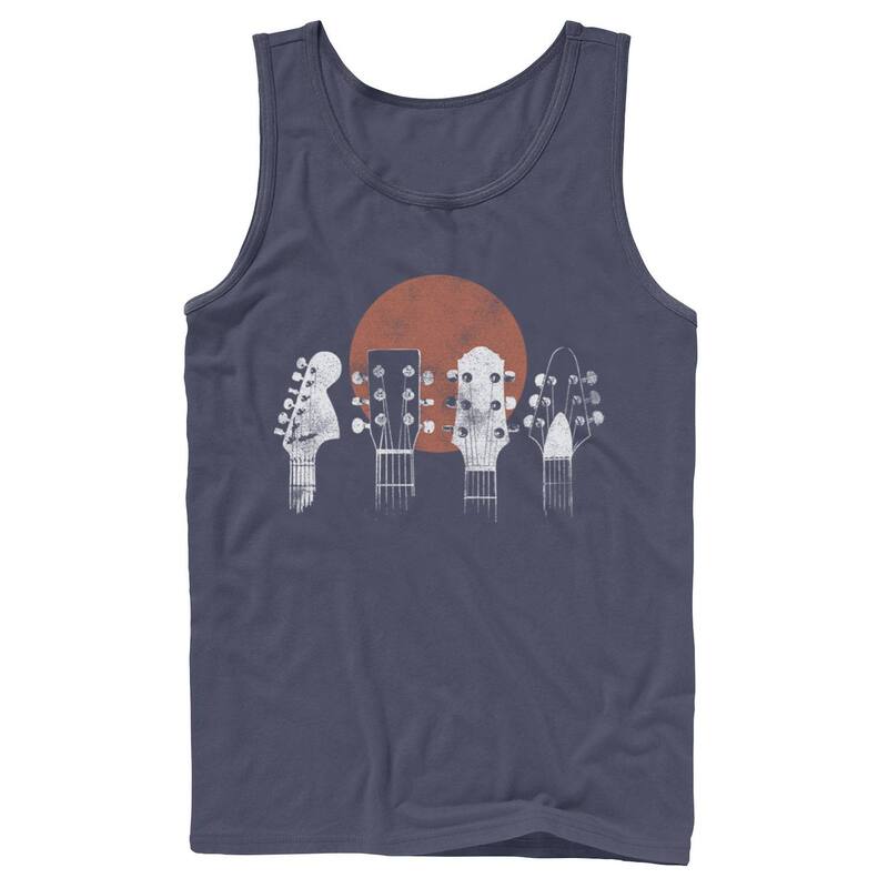 アニメキャラクター レディース トップス Tシャツ グラフィック Licensed Character Men Guitar Head Line Navy Blue And White Pattern Graphic Tank Navy ネイビー