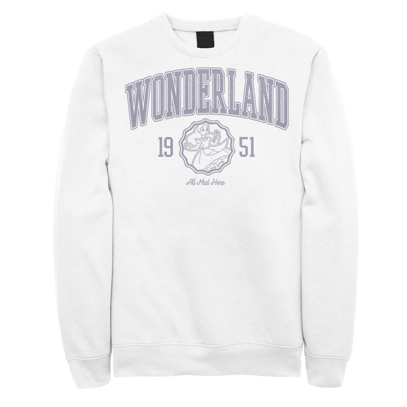 ウォルトディズニー レディース トップス プルオーバー 流汗 Disney\u0027s Alice In Wonderland Blue Collegiate 1951 Men\u0027sweatshirt White 白いこと