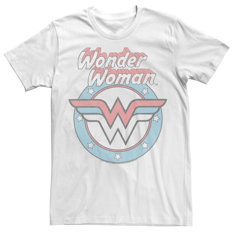 アニメキャラクター レディース トップス Tシャツ ロゴ Licensed Character Men Wonder Woman Distressed Retro Logo Tee White ホワイト