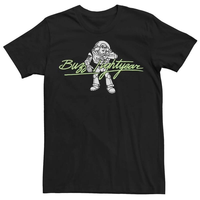 ディズニー ピクサー レディース トップス Tシャツ Disney / Pixar Toy Story Buzz Lightyear Men Neon Signature Tee Black ブラック