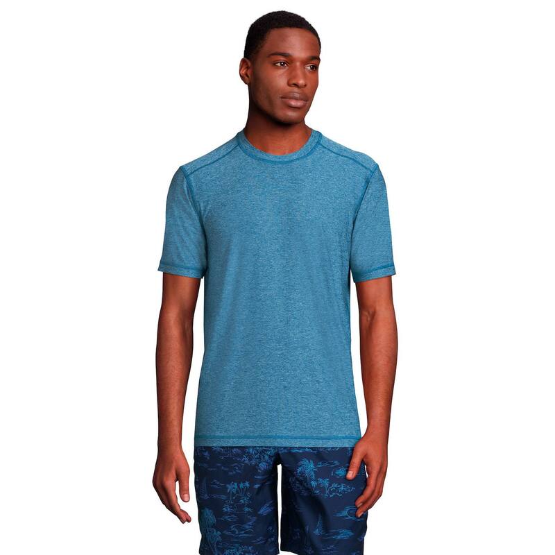 ランズ挙げ句の果て レディース トップス ティーシャツ トール Big \u0026 Tallands\u0027 End UPF 50 Short Sleeve Swim Shirt Evening Blue Heather ギョリュウモドキ レディースファッション-Tシャツ・カットソー-トップス
