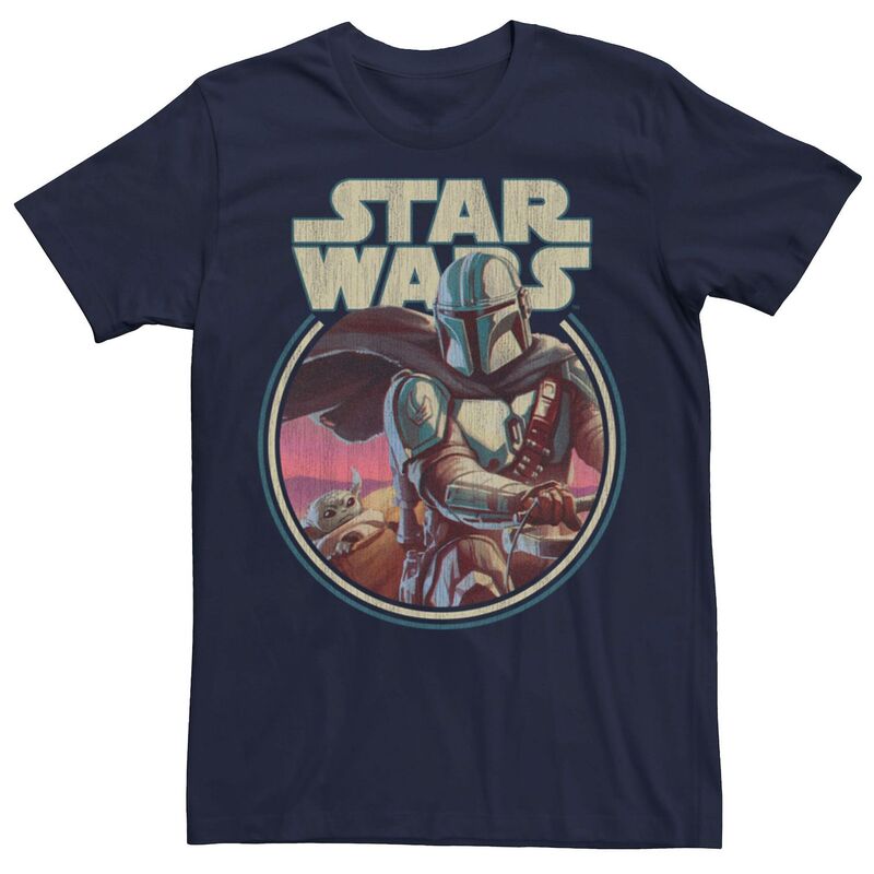 アニメキャラクター レディース トップス Tシャツ ロゴ Licensed Character Mentar Wars The Mandalorioan Grogu \u0026 Mando Team Circle Logo Tee Navy ネイビー