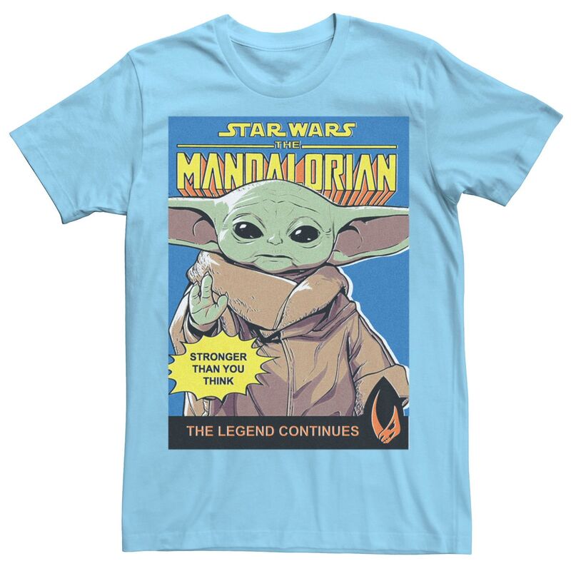 アニメキャラクター レディース トップス Tシャツ Licensed Character Mentar Wars The Mandalorioan Grogu The Legend Continues Retro Poster Tee Light Blue ブルー