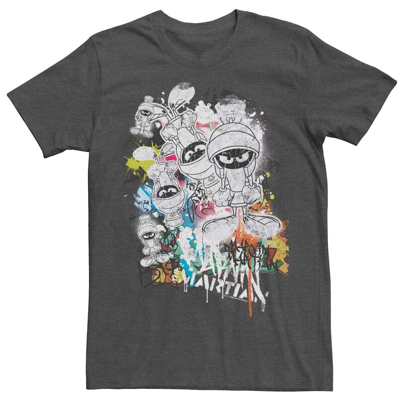 アニメキャラクター レディース トップス Tシャツ グラフィック Licensed Character Men Looney Tunes Marvin The Martian Graffiti Graphic Tee Charcoal Heather チャコール